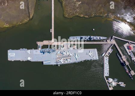 Die USS Yorktown (CV CVA CVS-10) ist einer von 24 Flugzeugträgern der Essex-Klasse, die während des Zweiten Weltkriegs für die US-Marine gebaut wurden. Sie wurde nach dem benannt Stockfoto