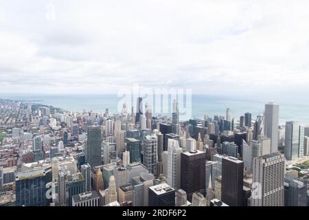 Downtown Chicago vom Gipfel des Willis Tower aus gesehen Stockfoto