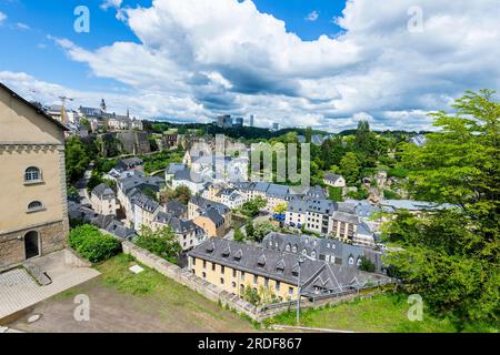 Überblicken Sie das UNESCO-Weltkulturerbe in der luxemburgischen Altstadt Stockfoto