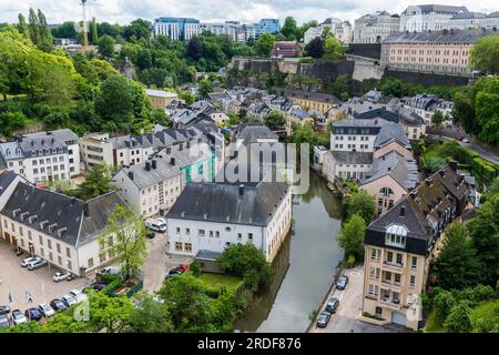 Überblicken Sie das UNESCO-Weltkulturerbe in der luxemburgischen Altstadt Stockfoto