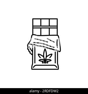 Marihuana-Schokoriegel mit schwarzer Linie. Betäubungsmittel. Schild „Alternative zum Arzneimittel“. Stock Vektor