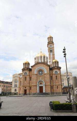 Orthodoxer Kirchenaußencharme in Banja Luka Stockfoto