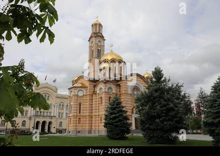 Orthodoxer Kirchenaußencharme in Banja Luka Stockfoto