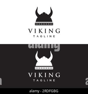 Logo des Wikinger-Krieger-Helms mit einfachem Hörnerhelm. Stock Vektor