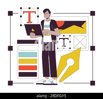 Webdesigner Flachlinienkonzepte Vektordarstellung Stock Vektor