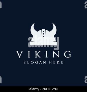 Logo des Wikinger-Krieger-Helms mit einfachem Hörnerhelm. Stock Vektor