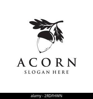 Acorn Logo-Design mit Blättern und Bearbeitung von Vektorbildern. Stock Vektor