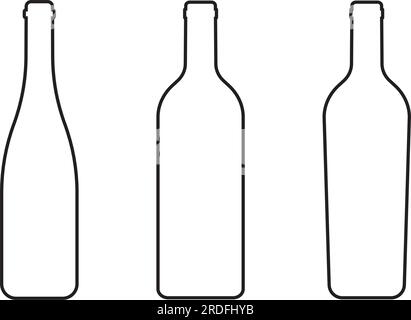 Silhouette-Symbolset für Weinflaschen Stock Vektor
