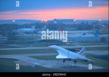 Die berühmten AF Concorde Flugzeug auf Static Display - Paris CDG Airport, FR Stockfoto