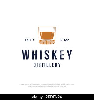 Vintage Premium Whiskey Logo-Label mit Schriftzug von der Hand. Für Drinks, Rum, Pub, Gesellschaft. Stock Vektor