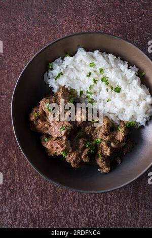 Lamm-Korma mit Basmati-Reis Stockfoto