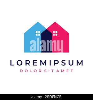 Kreatives Logo eines Monogramms, eines geometrischen Hauses oder eines Wohngebäudes in flachem und linearem Stil. Logo für Grundstück, Gebäudekonstruktion, Architectu Stock Vektor
