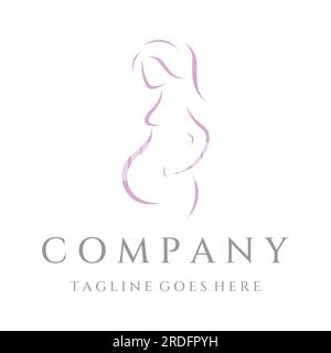 Abstraktes Logo von Mutter oder Frau, die ein Baby trägt oder schwanger ist. Logos für Kliniken, Apotheken und Krankenhäuser. Stock Vektor