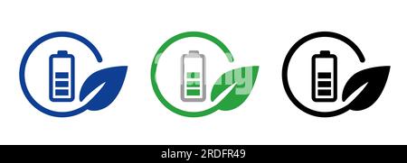 Akku aufladen Energiespeicher hinterlässt einen Kreis Recycling umweltfreundliche Energiespeicher Symbol Stock Vektor