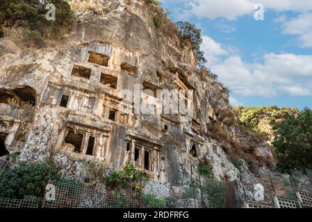 Amyntas Felsengräber im antiken Telmessos, in Fethiye Türkei Stockfoto