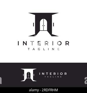 Einfaches, offenes, abstraktes Logo-Design, Innenausstattung mit geometrischen Formen oder Monogramm. Für den Baugewerbe, business.property und Unternehmen. Stock Vektor