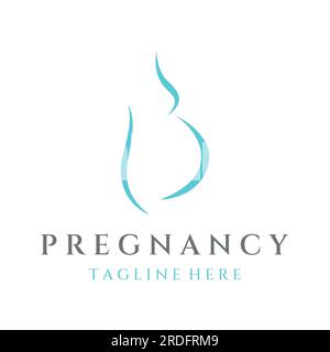 Abstraktes Logo von Mutter oder Frau, die ein Baby trägt oder schwanger ist. Logos für Kliniken, Apotheken und Krankenhäuser. Stock Vektor