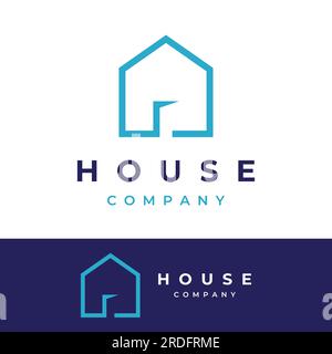 Kreatives Logo eines Monogramms, eines geometrischen Hauses oder eines Wohngebäudes in flachem und linearem Stil. Logo für Grundstück, Gebäudekonstruktion, Architectu Stock Vektor