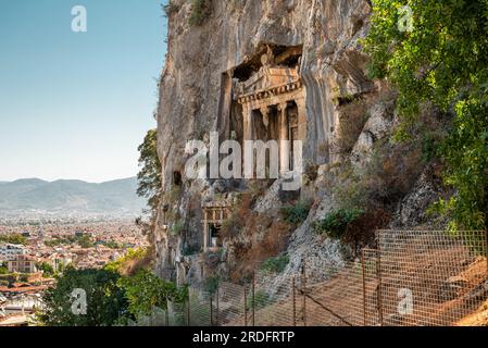 Amyntas Felsengräber im antiken Telmessos, in Fethiye Türkei Stockfoto