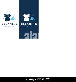 Reinigungslogo. Reinigungsschutz, Hautreiniger mit Waschspray und Reinigungswerkzeugen. Stock Vektor