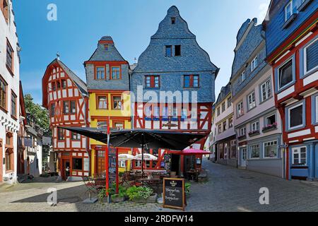 Fachwerkhäuser in der historischen Altstadt, Deutsche Fachwerkstraße, Limburg an der Lahn, Hessen, Deutschland Stockfoto