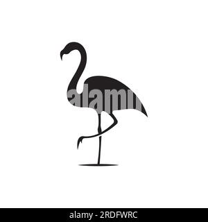 Logo eines langbeinigen Vogels oder Flamingos. Logo mit Linien, abstrakt und einfach. Stock Vektor