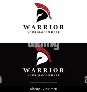 Einfacher griechischer Spartanhelm Logo-Design mit kreativer Idee. Stock Vektor