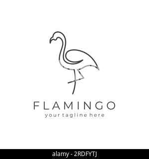 Logo eines langbeinigen Vogels oder Flamingos. Logo mit Linien, abstrakt und einfach. Stock Vektor