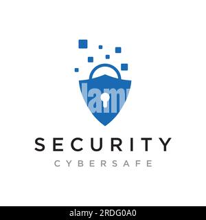 Kreatives Design von Technologie Logo für digitale Cybersicherheit mit modernem Schild- und Schlüsselschutzkonzept. Logo für Business, Digital und Technologie. Stock Vektor