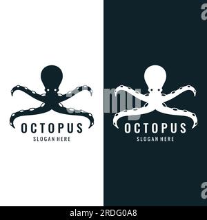 Logovorlage für Seekopp oder kraken-Hipster isoliert auf Hintergrund. Stock Vektor