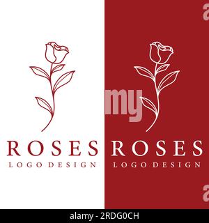 Logos von Blumen, Rosen, Lotusblumen und anderen Arten von Blumen. Durch Verwendung des Konzepts der Vektorkonstruktion. Stock Vektor