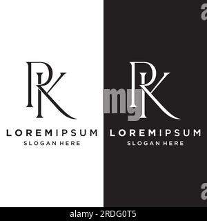 Luxuriöses Logo mit dem Buchstaben RK, KR, K, R und einem eleganten und einzigartigen Monogramm. Logo für Visitenkarte , Business , Marke , Firma. Stock Vektor