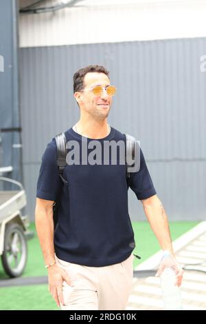 Mogyorod, Ungarn. 21. Juli 2023. Hungaroring, Mogyorod, Ungarn, 21. Juli 2023, Daniel Ricciardo (AUS) Scuderia AlphaTauri während des Grand Prix 2023 der Formel 1 von Qatar Airways, der Formel-1-Weltmeisterschaft - Paddock und Freizeitaktivitäten - Formel-1-Meisterschaft: Live Media Publishing Group/Alamy Live News Stockfoto