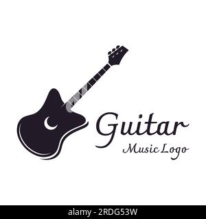 Einfaches Gitarrenmusikinstrument Logo, Musik, Band, Livemusik und Akustik, Nachtclub. Stock Vektor
