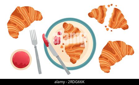 Vektordarstellung von Croissants. Ein Croissant. Frisch gebackenes französisches Brot. Stock Vektor