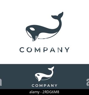 Einfaches schwarzes Orca-Wal-Logo für kreatives Design. Killer Unterwassertier. Logo für Unternehmen, Identität und Branding. Stock Vektor