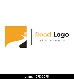 Design des Highway Logos, Asphaltstraße, Verkehr. Logo kann für Unternehmen, Schilder, Unternehmen sein. Stock Vektor