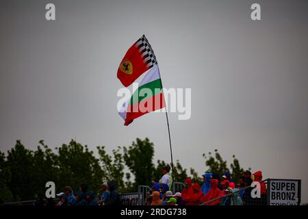 Ungarn, 21/07/2023, Flagge während des ungarischen GP, Budapest, 20-23. Juli 2023 bei der Hungaroring, Formel-1-Weltmeisterschaft 2023. Stockfoto