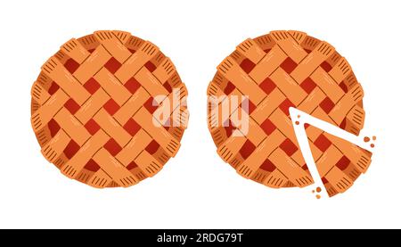 Tortenansicht von oben. Gekochte leckere runde Speisen Gebäck Kuchen Desserts exakte Vektorbilder Stock Vektor