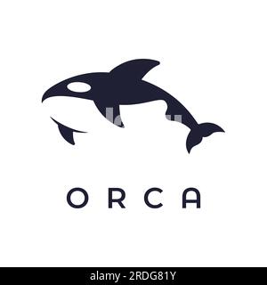 Einfaches schwarzes Orca-Wal-Logo für kreatives Design. Killer Unterwassertier. Logo für Unternehmen, Identität und Branding. Stock Vektor