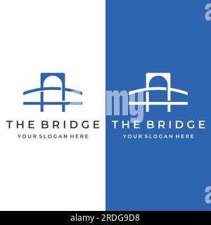 Minimalistisches und elegantes kreatives Bridge Building Logo mit einem modernen Konzept. Stock Vektor