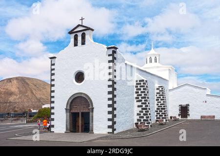 Die katholische Kirche Ermita de los Dolores in der Gemeinde Tinajo auf der Insel Lanzarote, Kanarische Inseln, Spanien Stockfoto