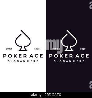 Vintage Casino Poker-Ass-Logo, Diamanten, Herzen und Pik. Pokerclub-Logo, Turnier, Glücksspiel, Symbol 777. Stock Vektor