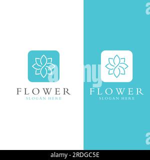 Logos von Blumen, Rosen, Lotusblumen und anderen Arten von Blumen. Durch Verwendung des Konzepts der Vektorkonstruktion. Stock Vektor