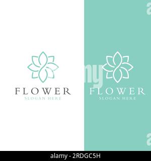 Logos von Blumen, Rosen, Lotusblumen und anderen Arten von Blumen. Durch Verwendung des Konzepts der Vektorkonstruktion. Stock Vektor