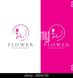 Logos von Blumen, Rosen, Lotusblumen und anderen Arten von Blumen. Durch Verwendung des Konzepts der Vektorkonstruktion. Stock Vektor