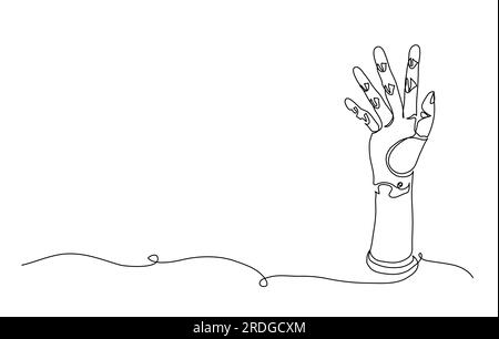 Armprothesen-einfache Vektordarstellung. Künstliche Hand, Roboterarm oder bionischer Arm. Vektordarstellung isoliert auf weißem Hintergrund. Eine durchgehende Stock Vektor