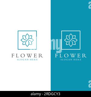 Logos von Blumen, Rosen, Lotusblumen und anderen Arten von Blumen. Durch Verwendung des Konzepts der Vektorkonstruktion. Stock Vektor