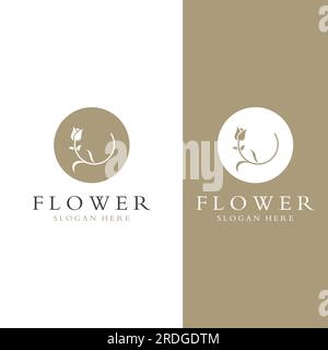 Logos von Blumen, Rosen, Lotusblumen und anderen Arten von Blumen. Durch Verwendung des Konzepts der Vektorkonstruktion. Stock Vektor