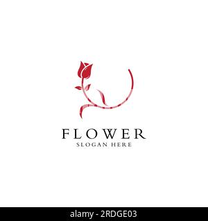Logos von Blumen, Rosen, Lotusblumen und anderen Arten von Blumen. Durch Verwendung des Konzepts der Vektorkonstruktion. Stock Vektor